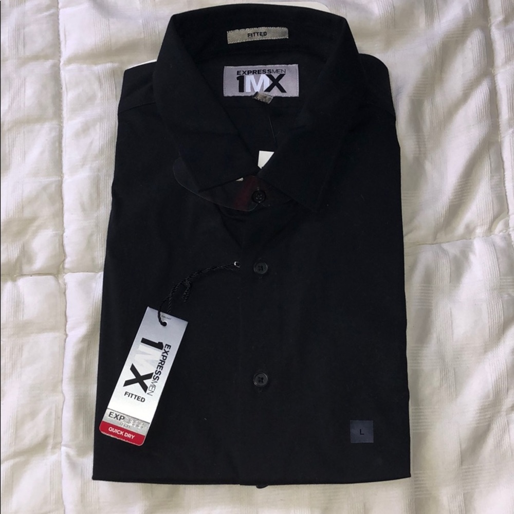 Black express button down